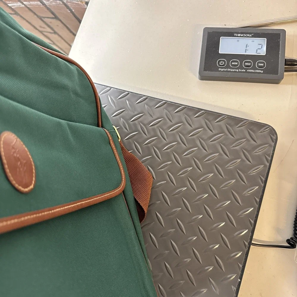 Ralph Lauren Messenger Shoulder Bag Green Canvas Leather Trim Crossbody Logo